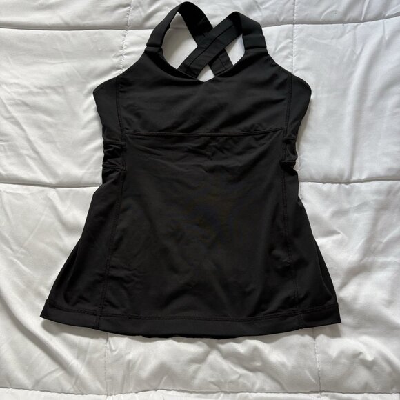 Lululemon Womens Size 8 Sculpting Workout Tank Top Black Built In Bra Yoga - Picture 1 of 6